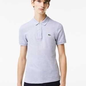 NEW Lacoste Classic Light Gray Slim Fit Polo
